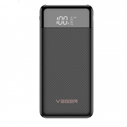 Veger VP-1087PD Carbon Fiber Design Power Bank 10000mAh | 2 x USB + Type-C @ 18W Output | Για Smartphones & Tablets