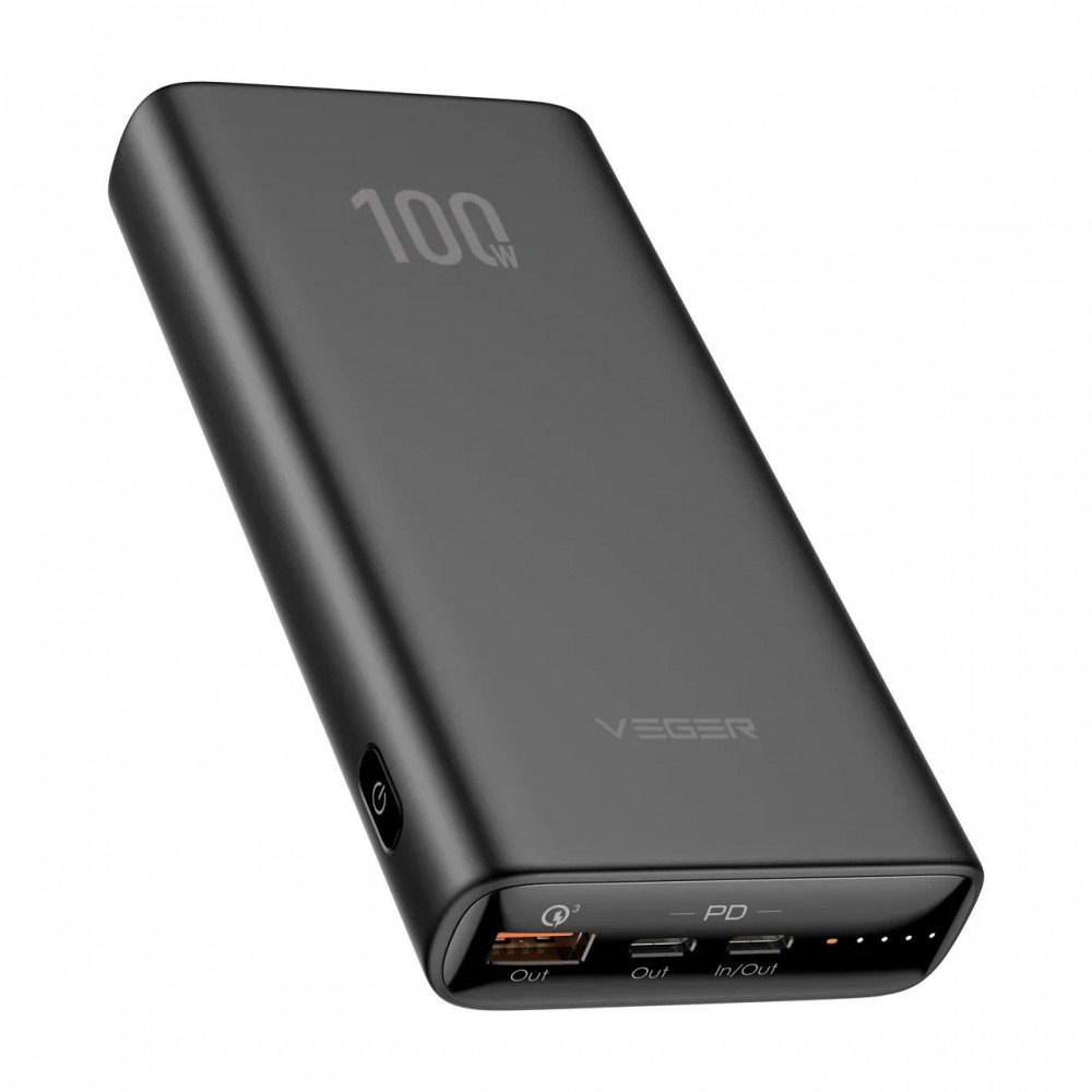 Veger T100 Ultra Compact Power Bank 20000mAh | USB + 2 x Type-C @ 100W Output | Για Smartphones, Tablets & Laptops!