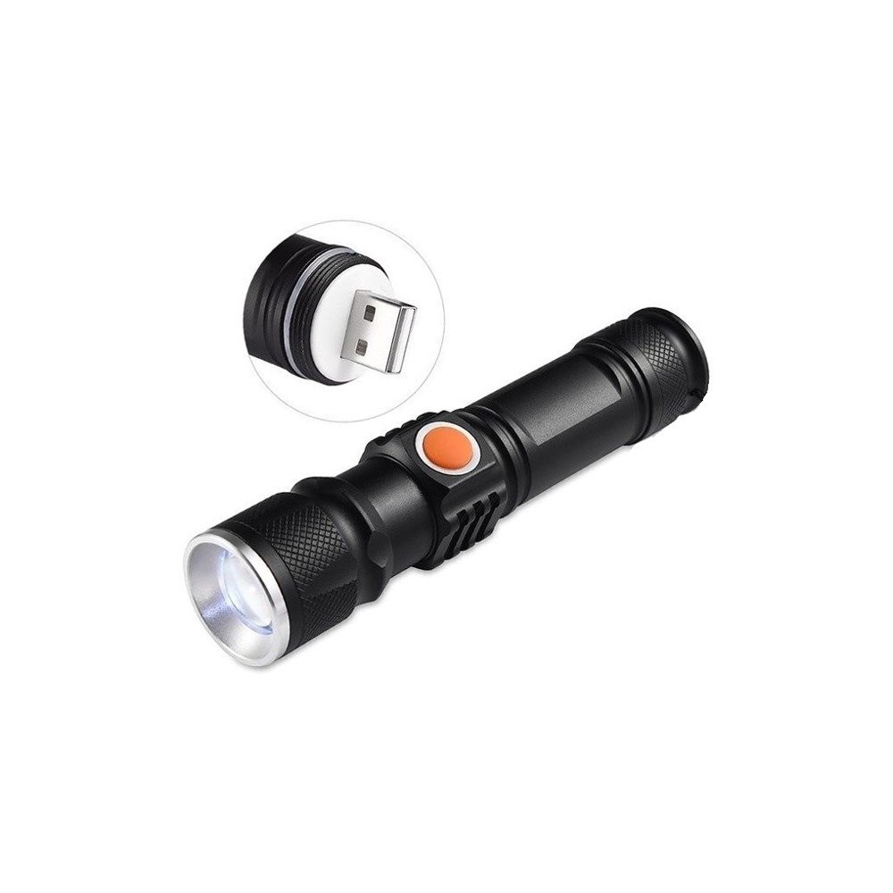 Tangda T6 500 Lumens LED Flashlight | Φακός + Strobe + SOS | Zoomable + Waterproof | USB Θύρα για Φόρτιση!