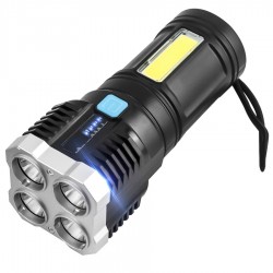 Tangda L-19 800 Lumens 4 x LED Flashlight | Φακός + Strobe + Πλευρικός Φακός Εργασίας | Waterproof