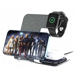 Veger Y9 3-in-1 Wireless Charging Station Ultra-Slim Aluminium Casting Tarnish Grey | Βάση Στήριξης + Ασύρματη Φόρτιση