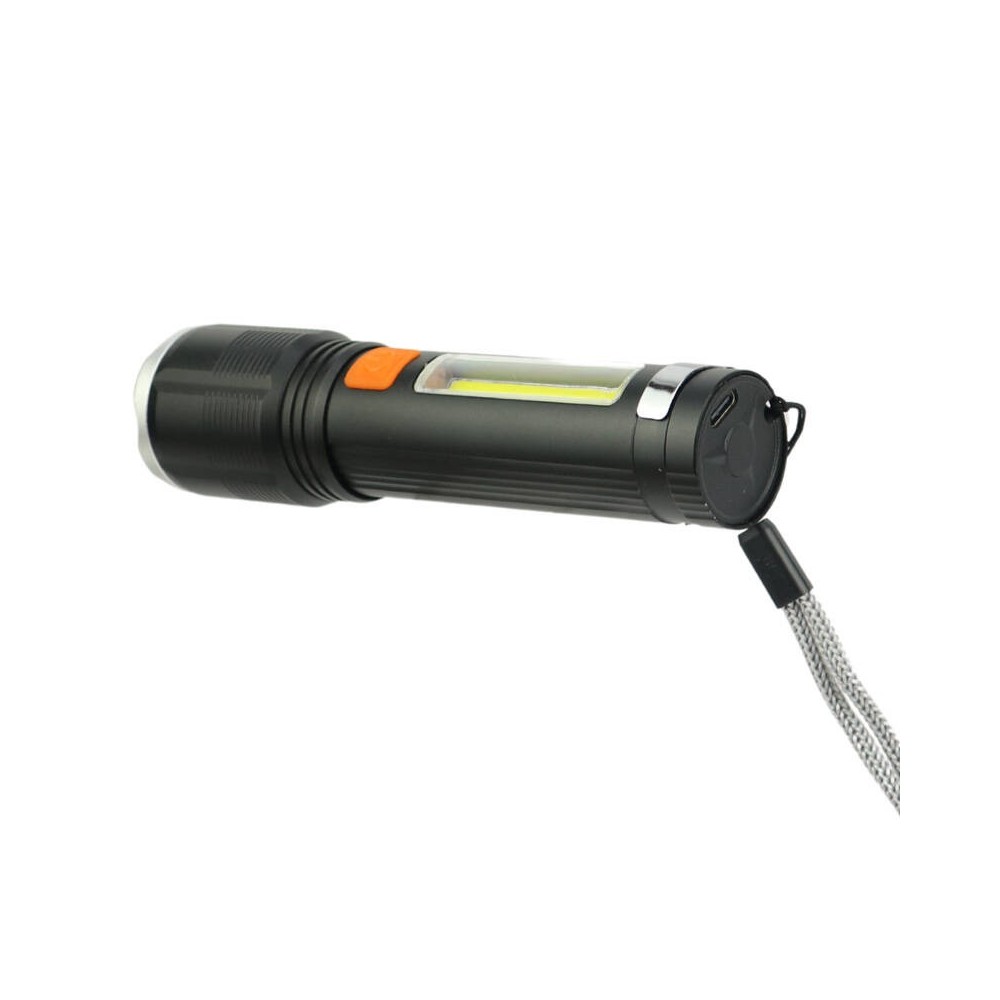 Tangda BX-P12 1200 Lumens LED Flashlight | Φακός + Alarm + Πλευρικός Φακός Εργασίας | Zoomable + Waterproof