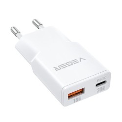 Veger TC301 Φορτιστής με Θύρα USB-A και Θύρα USB-C 30W Power Delivery