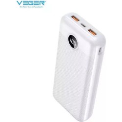 Veger VP2039PD (L20S) White Carbon Fiber Design Power Bank 20000mAh | 2 x USB + Type-C @ 20W Output | Για Smartphones & Tablets