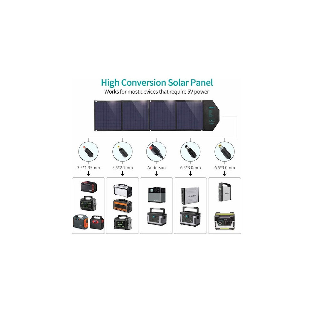 Choetech SC007 Foldable Solar Charger for Portable Devices 80W 18V with USB connection