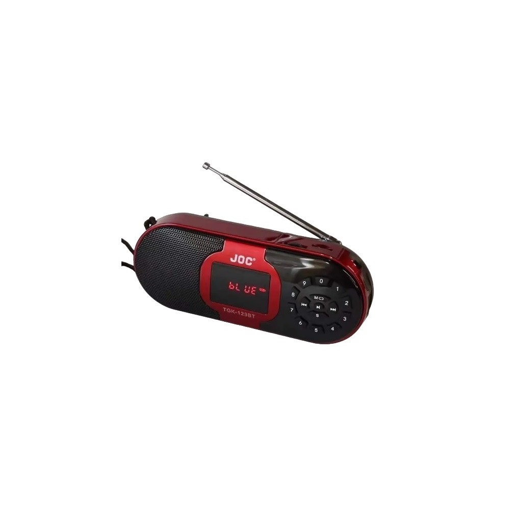 Joc TGK-123BT Red Portable Bluetooth Speaker with FM Radio + microSD + USB + Line-Out