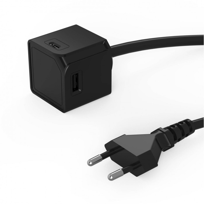 Allocacoc USBcube Extended USB A+C Black | 2 x USB + 2 x Type-C @ 3A + 1.5m Cable Allocacoc USBcube Extended USB A+C Black | 2 x USB + 2 x Type-C @ 3A + 1.5m Cable