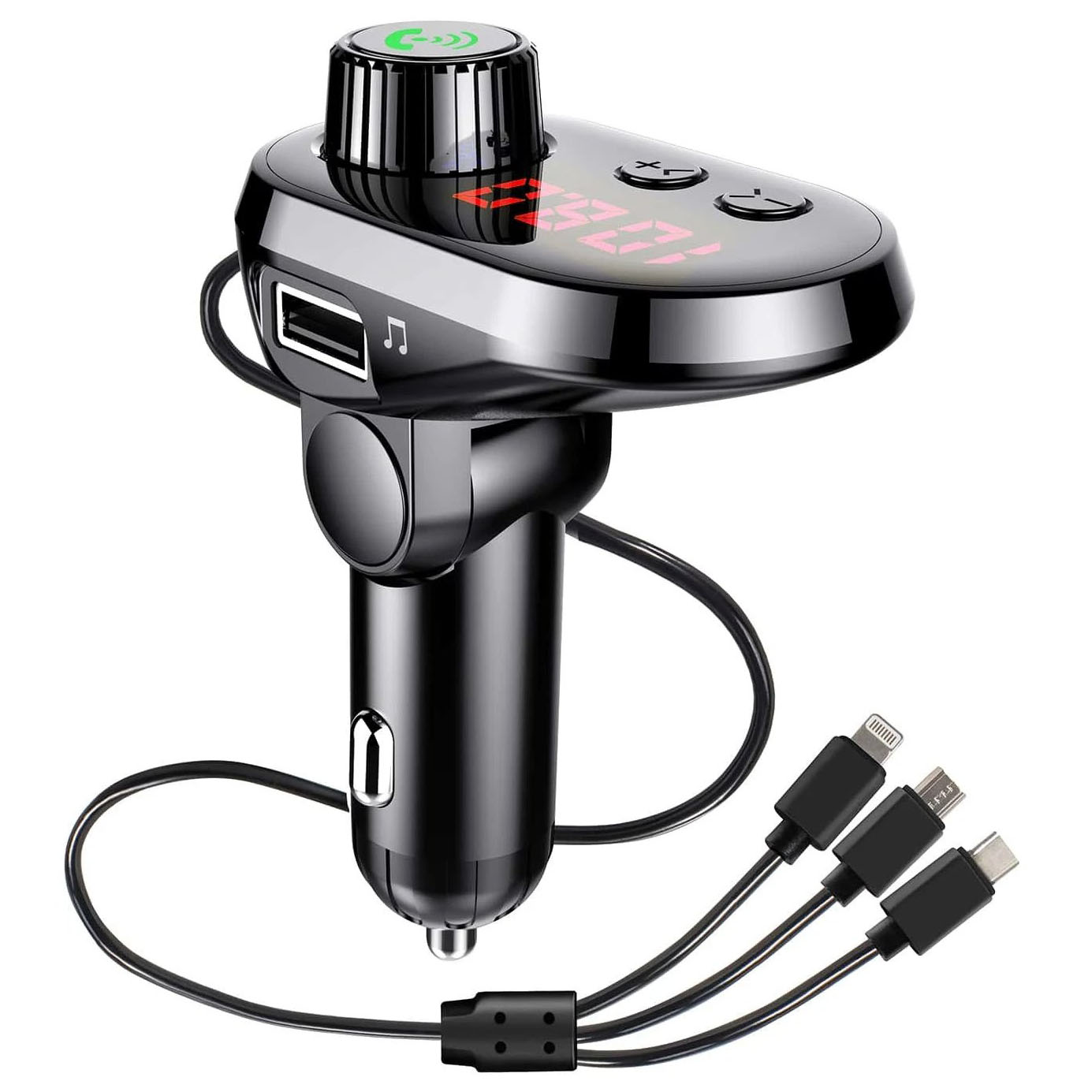 Soultronic Q15 Lightning, Type-C & microUSB Car Charger + FM Transmitter + Bluetooth Car Kit Soultronic Q15 Lightning, Type-C & microUSB Car Charger + FM Transmitter + Bluetooth Car Kit
